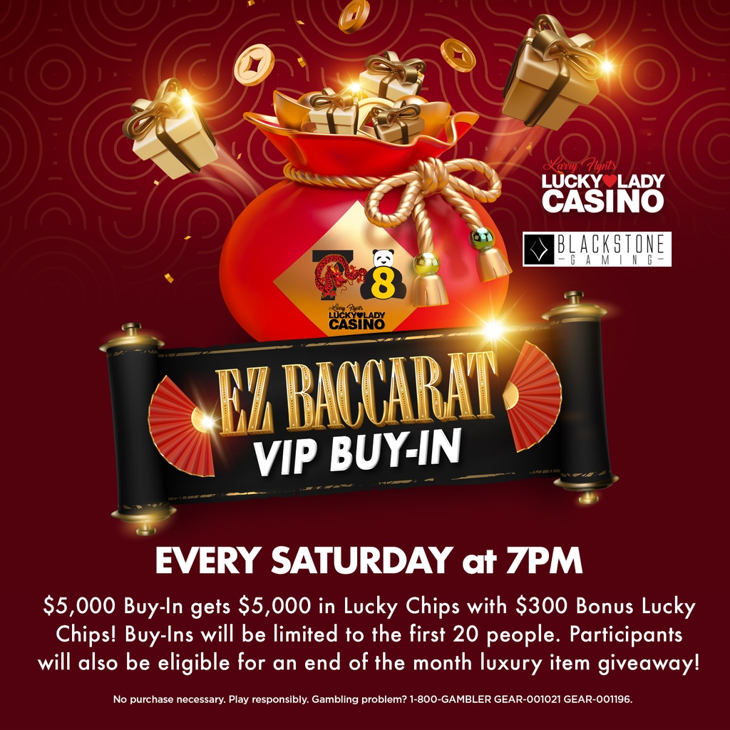 Join us TODAY and EVERY SATURDAY for our exclusive EZ Baccarat VIP Buy-In event happening in our Dragon Room at 7PM 🐉⁠🎉⁠
⁠
⁠
#lfluckylady #luckyladycasino #luckylady #lacasino #casinolife #gardena #gambling #cardroom #calgames #baccarat #ezbaccarat #888