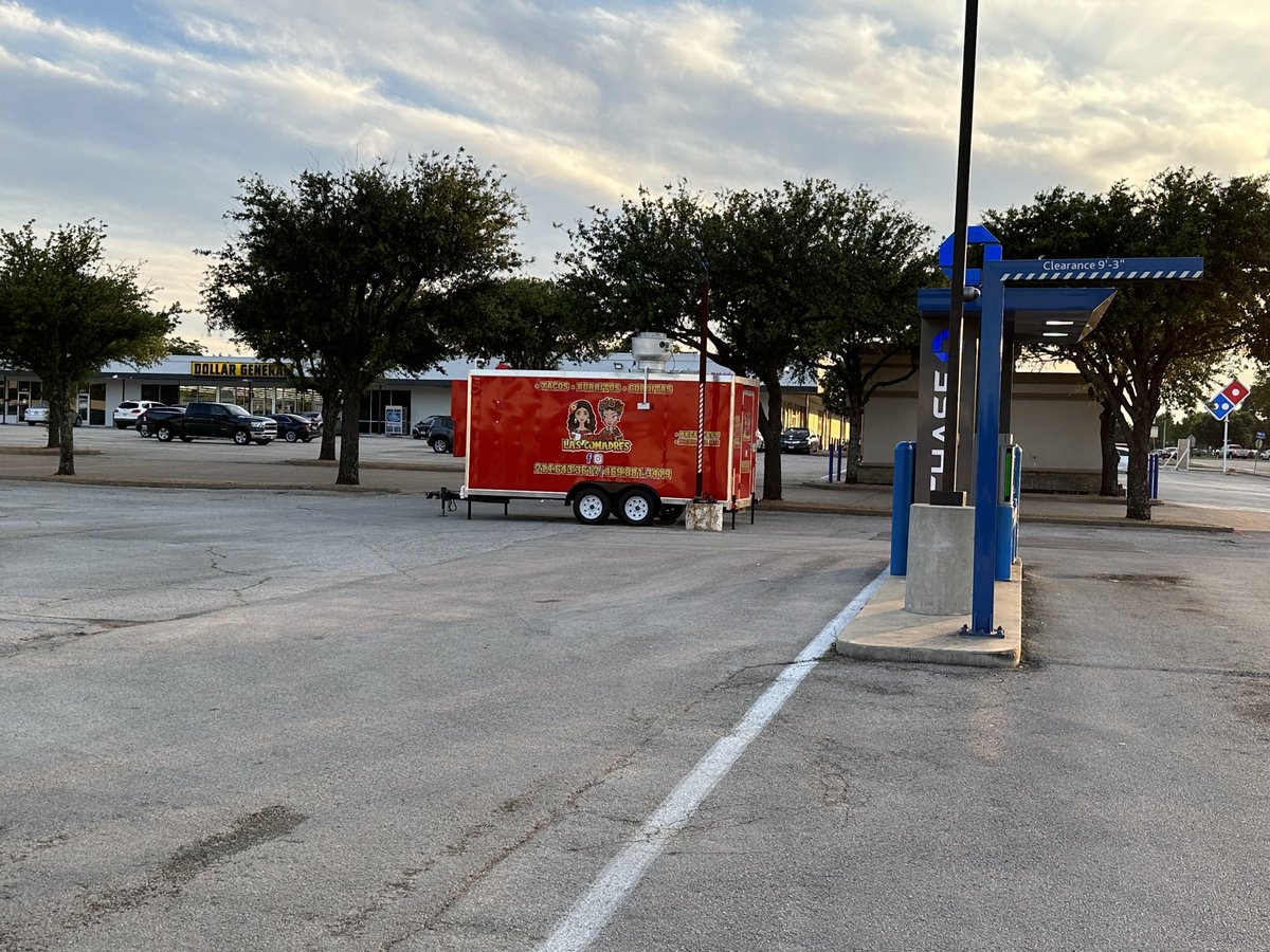 What does a small entrepreneur do to compete when surrounded by big corporations like Chase, Dollar General and Dominoes Pizza?  Put your taco trailer in the middle and take advantage of their national marketing.  #neighborhoodevolution #strongtowns #cnu #incrementaldevelopment