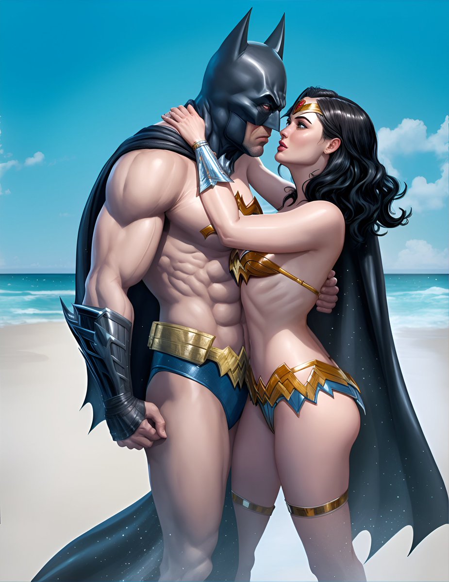 Happy #WonderBaturday! Created by AI. 
#Batman and #WonderWoman
#WonderBatForever #PowerCouple #Truelove.