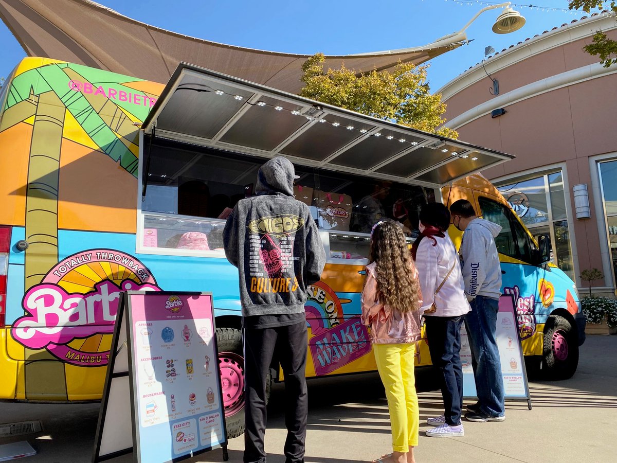 Embrace your uniqueness and let your inner sparkle shine at the Barbie Truck Tour Totally Throwback Malibu Tour! 🎀 Join us today in the Outdoor Village from 10AM to 7PM, stop by and check out all new limited edition 70’s inspired Barbie merch only available at the truck! 👏