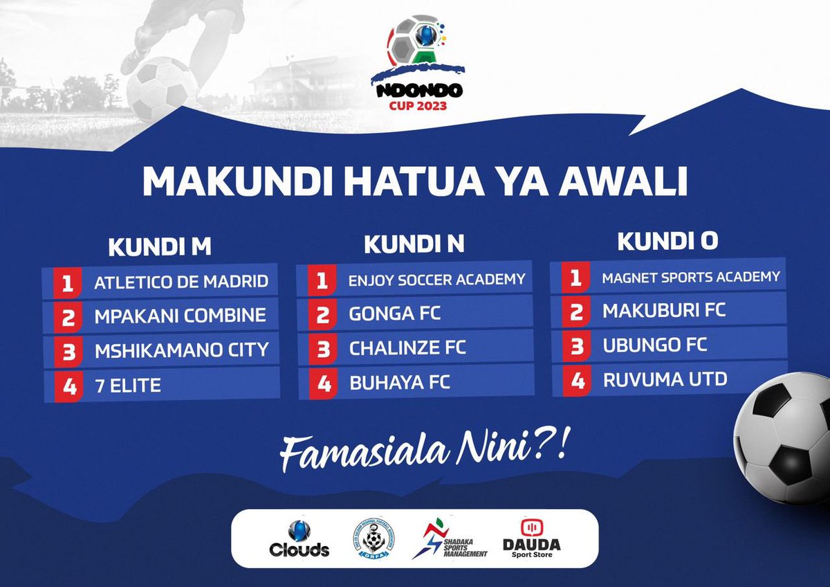 NdondoCup's tweet photo. 2/2 Ndondo Cup hatua ya makundi https://t.co/3L1oWcQuvn