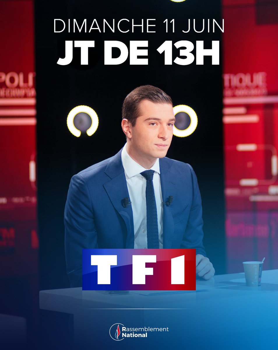 Je serai ce dimanche l'invité du JT de 13h00 de @TF1 ⤵️