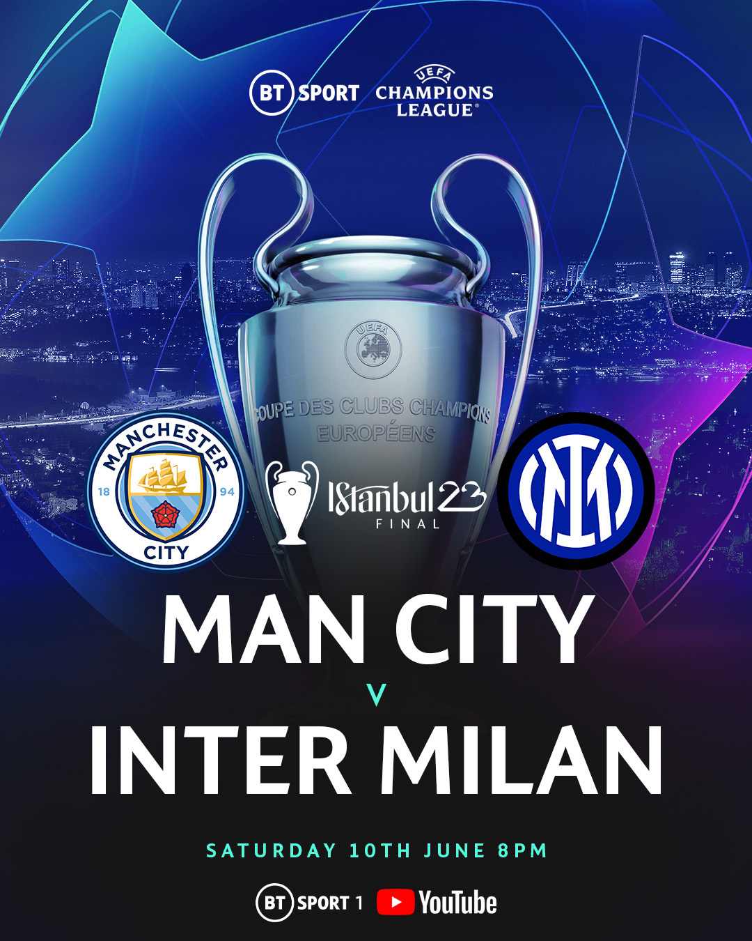 What channel is Manchester City vs. Inter Milan today? Live stream