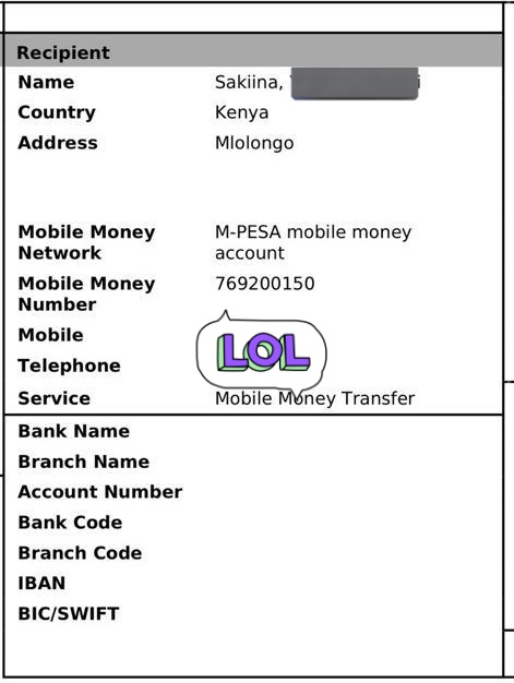 MUHAMMAD ONYANGO (@moha001_onyango) on Twitter photo Kshs 12,000 meant for my sister-in-law was erroneously sent to M-PESA number 0769 200 150, belonging to one Dominic Ilovi via <a href="/WorldRemit/">WorldRemit</a> and <a href="/SafaricomPLC/">Safaricom PLC</a> can't help with the issue.
Dominic has since switched off his phone. Why are some Kenyans like this? Kshs 12,000 meant for my sister-in-law was erroneously sent to M-PESA number 0769 200 150, belonging to one Dominic Ilovi via <a href="/WorldRemit/">WorldRemit</a> and <a href="/SafaricomPLC/">Safaricom PLC</a> can't help with the issue.
Dominic has since switched off his phone. Why are some Kenyans like this?