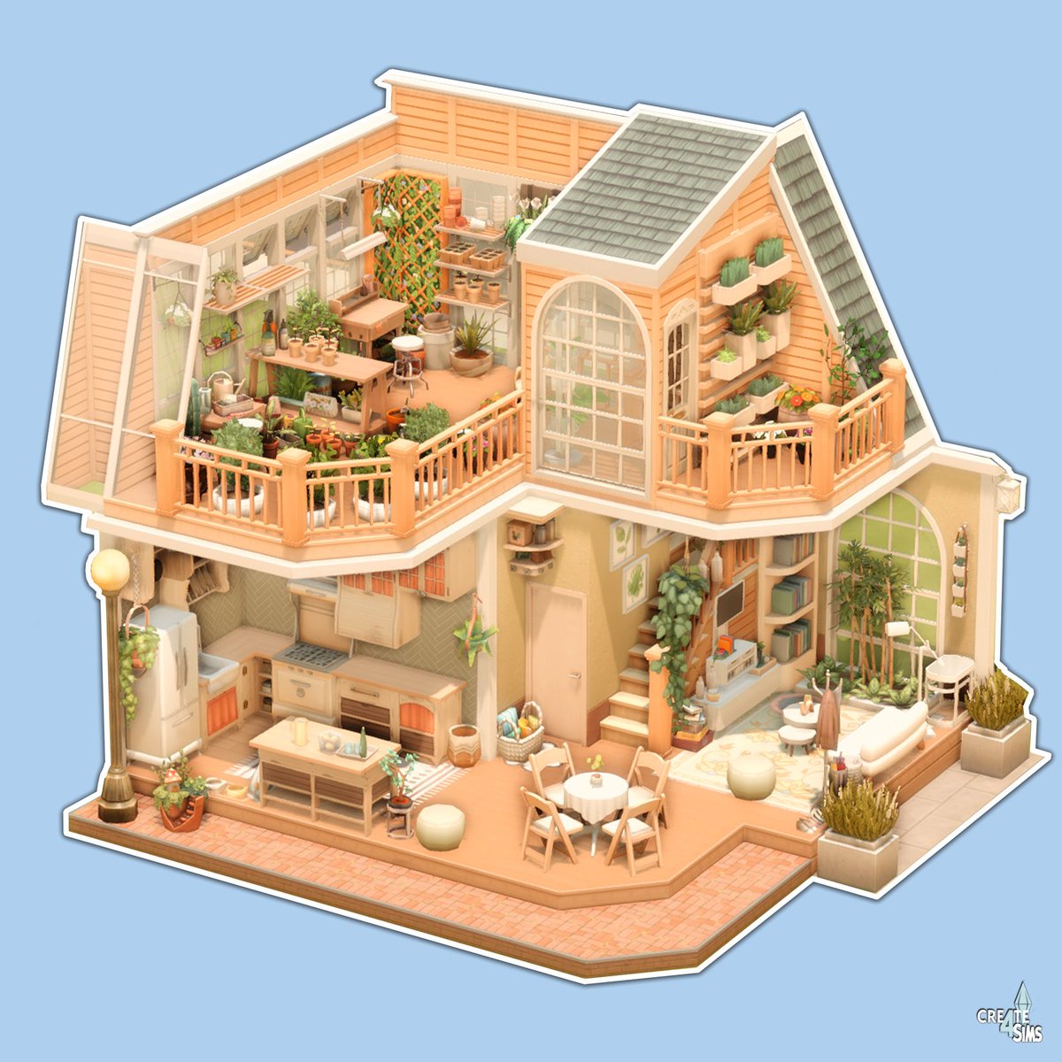 create4sims's tweet image. Plant Lover Dollhouse || no CC 
#TheSims4 #Sims4 @EA @TheSims #greenhouseheavenkit