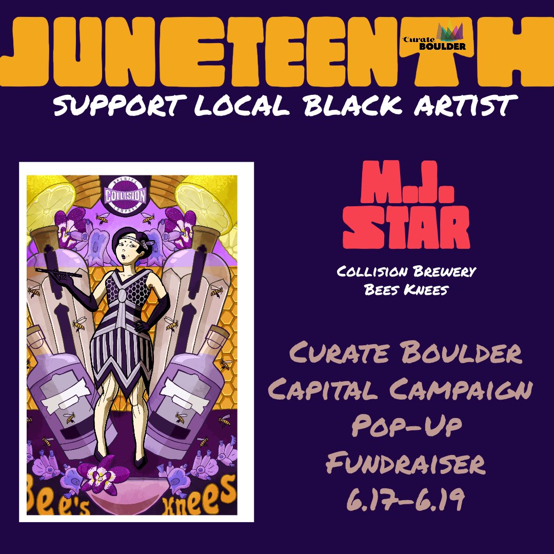 JasminePSampson's tweet photo. M.J. Star, DaMonta Madden and #CurateBoulder 6.17.23 R Gallery/Wine Bar 2PM/panel discussion on #blackart #blackculture.  #blackartist #blackart #art #artist #artwork #boulder #Colorado #303 https://t.co/C5CwhfMPfW