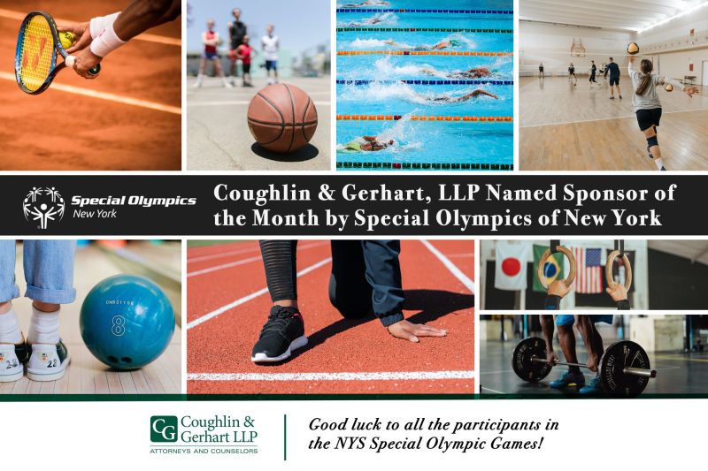 Thank you to <a href="/SpecOlympicsNY/">Special Olympics New York</a> for naming Coughlin &amp; Gerhart, LLP as its sponsor of the month! It is an honor to champion these incredible athletes as they head to the State Summer Games.