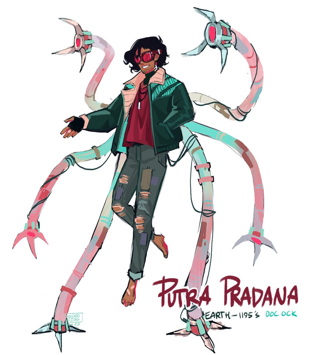 As promised.. Gita's 'very close friend', Putra Pradana. 
Mentee of prof. Dr. Opie Oktavius

#SpiderVerse #doctorOctopus #spidersona?