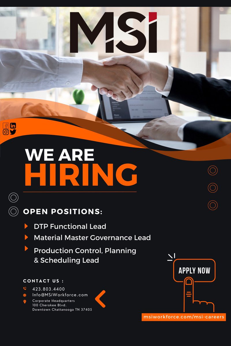 JMartyLowe1's tweet image. DTS- Functional Lead $90+/ hour; send resume or CV to info@msiworkforce.com.
#SAPGURUs
#WeAreWorkforce
@DonnaShowLIVE @MSiworkforce