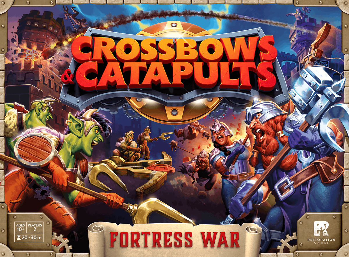 BoardGameGeek's tweet photo. Prepare to blast yourself back to the 1980s with a new edition of Crossbows &amp; Catapults, coming from @RestorationGame in 2024 following a crowdfunding campaign in 2023.

Details: https://t.co/rHQqPwQE8E —WEM https://t.co/uwM0BlMcta