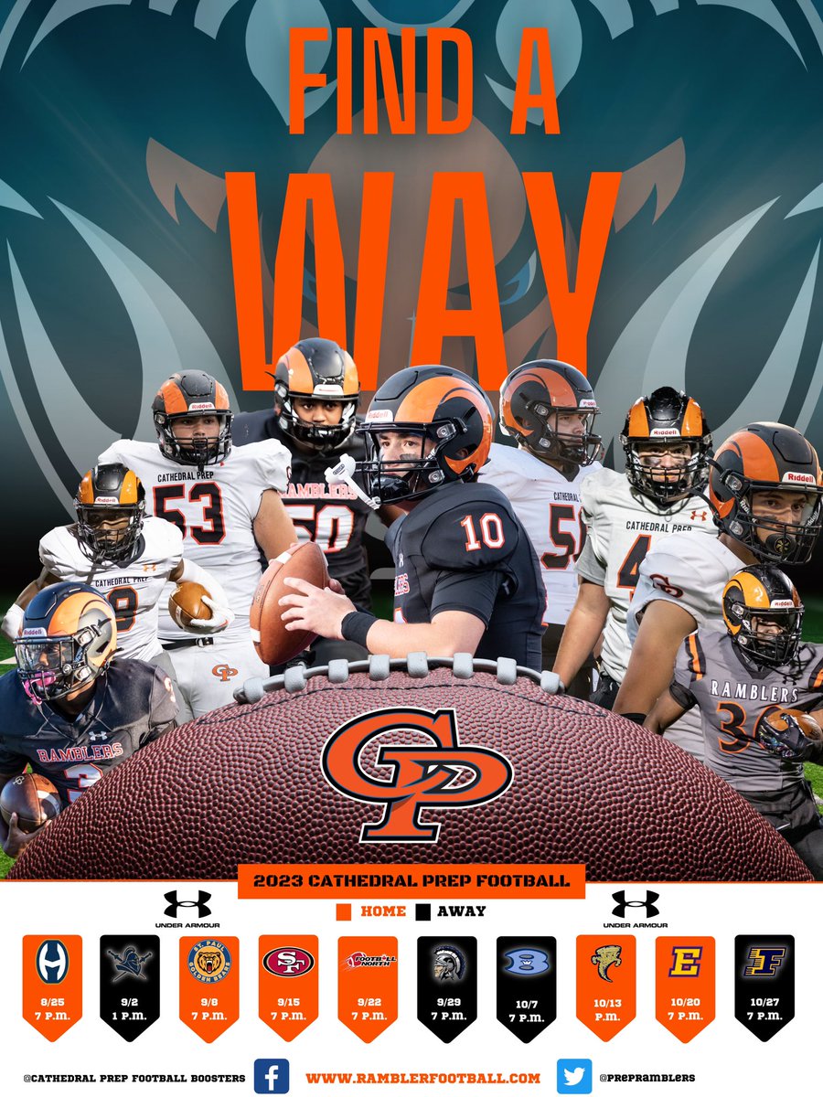 PrepRamblers's tweet photo. 2023 Rambler Football schedule. #FindAWay https://t.co/IV4GLHKZvs