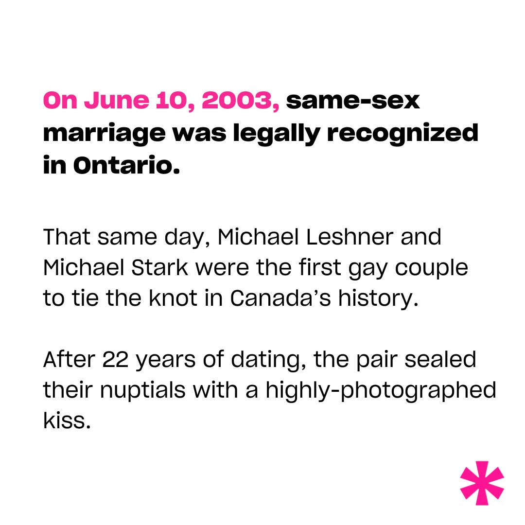 On this day 20 years ago, Michael Leshner and Michael Stark became the first gay couple to be legally married in Canada after same-sex marriage was legalized in Ontario 🏳️‍🌈 

#lgbthistory #gaymarriage