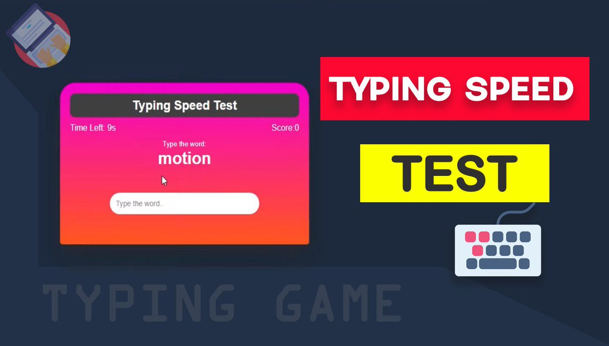 jscommand's tweet image. Build Speed Typing Game HTML CSS With and JavaScript

#typingsoftware #typingtest #developer #programmer #webdeveloper #webdevelopment #frontend #development #programmers

Watch Full Video = youtu.be/Q-84rnA4bDU