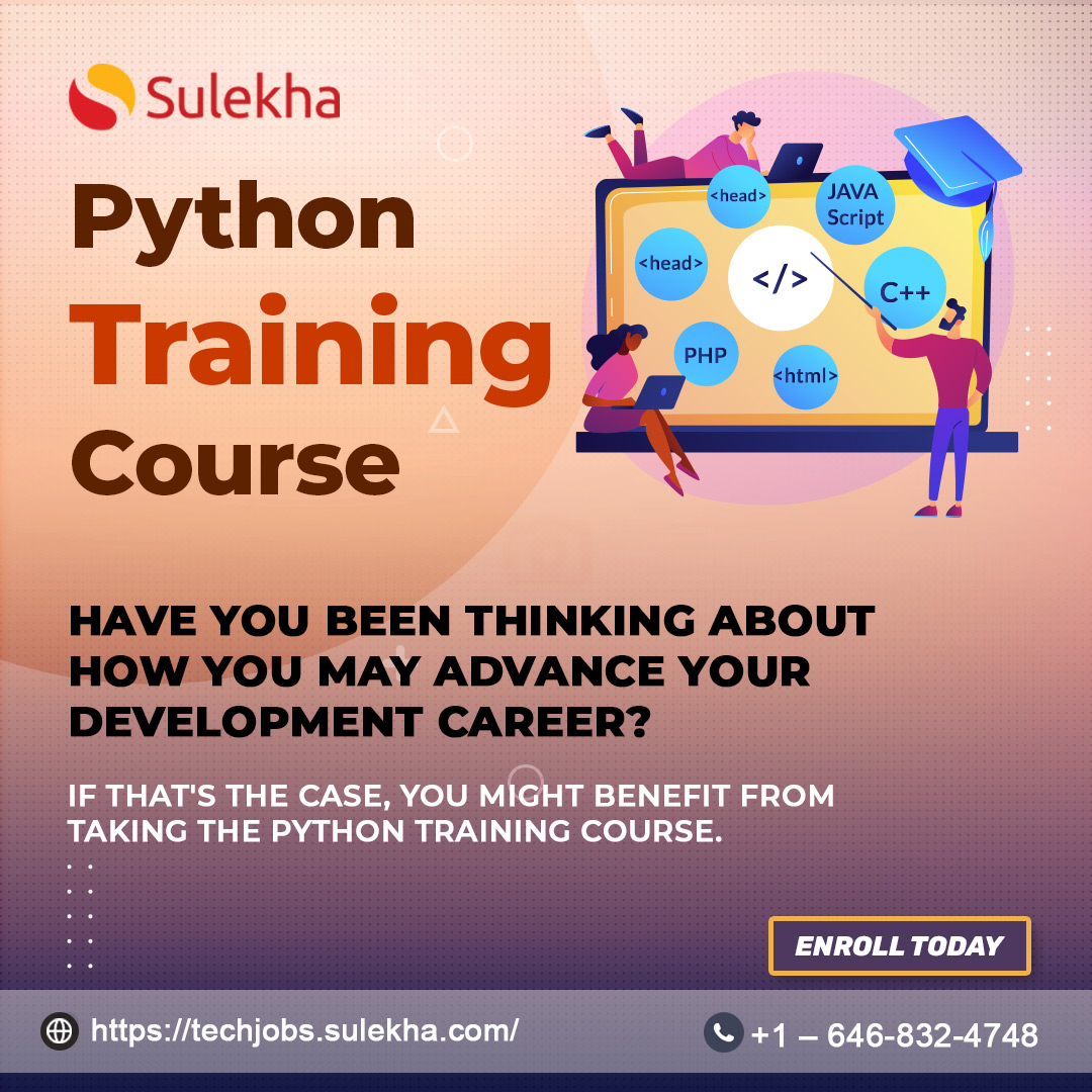 Sulekha_US's tweet image. Python is a programming language used for web development, data analysis, artificial intelligence, and more. 
Website Link: techjobs.sulekha.com
Course Link: techjobs.sulekha.com/python-training
Or Contact the Course Advisor: +1 – 646-832-4748
#pythontraining #pythoncourse #pythonjobs