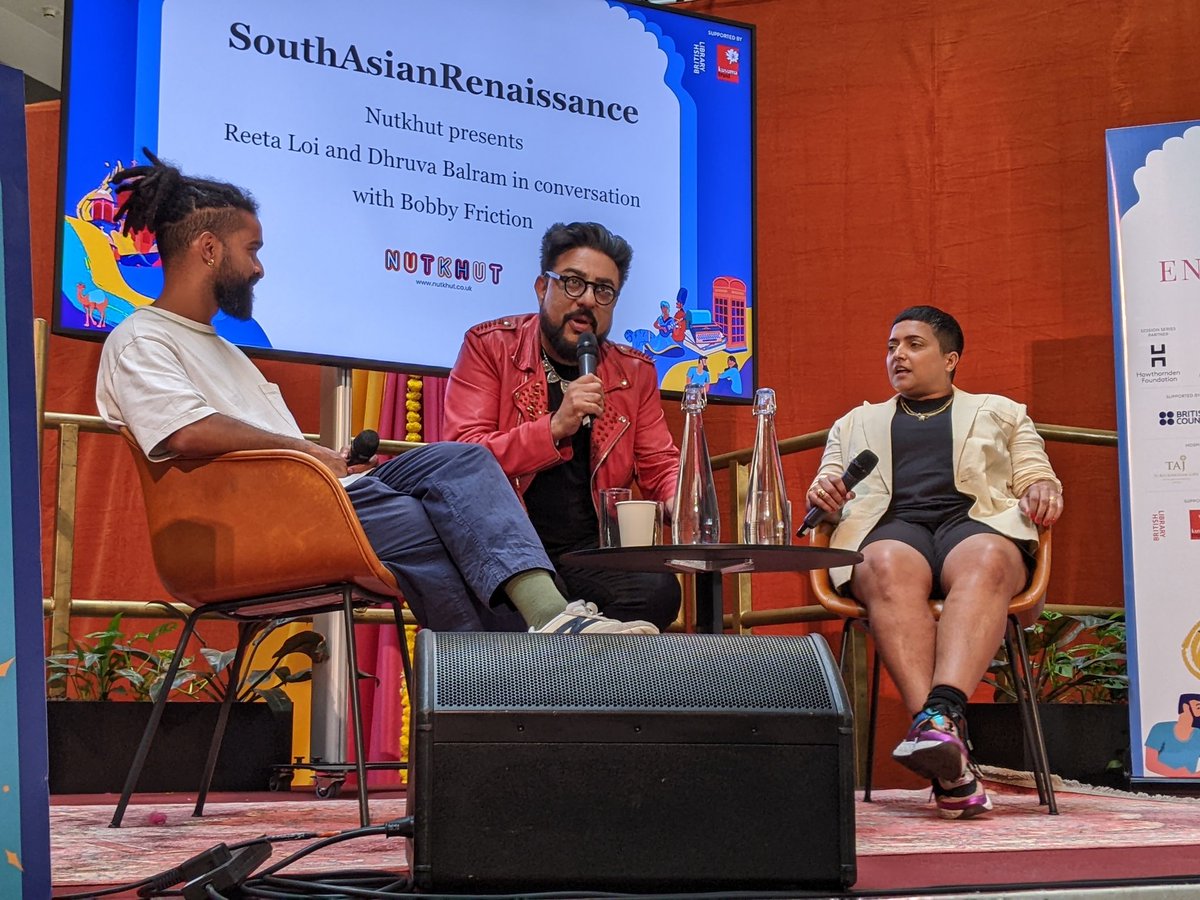 asianculturevul's tweet photo. On stage now discussing the #SouthAsian #Renaissance here @JLFLitfest #jlflondon2023 @bobbyfriction
Moderating @reetaloi and @dhruvabalram #britishasian #bobbyfriction #reetaloi #LGBTQ
#DhruvaBalram https://t.co/NooWKktfKC