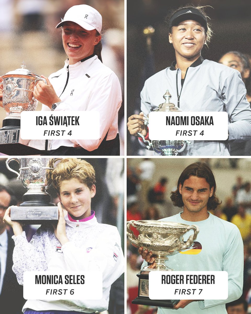 SportsCenter's tweet image. Elite company 🏆

Iga Świątek is just the fourth player in the Open Era to win each of their first four major finals 👀