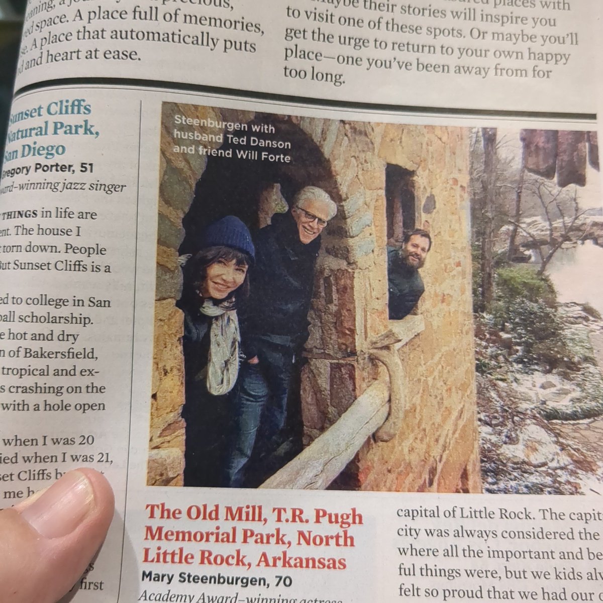 My stars, @MarySteenburgen at the Old Mill in this month's AARP magazine.  Just down the street from where she grew up. How about that!