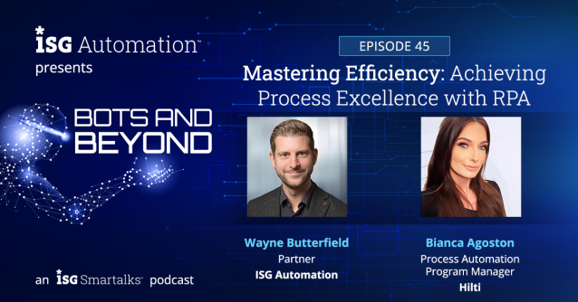 LMilligan8's tweet photo. Listen in to this episode of ISG's Bots &amp; Beyond for a discussion with Bianca Agoston, process automation program manager for Hilti, on how #RPA can be used to unlock efficiency and productivity, especially when integrated with an #ERP system. https://t.co/htjN3qvhKC https://t.co/kJHiv4Fds4