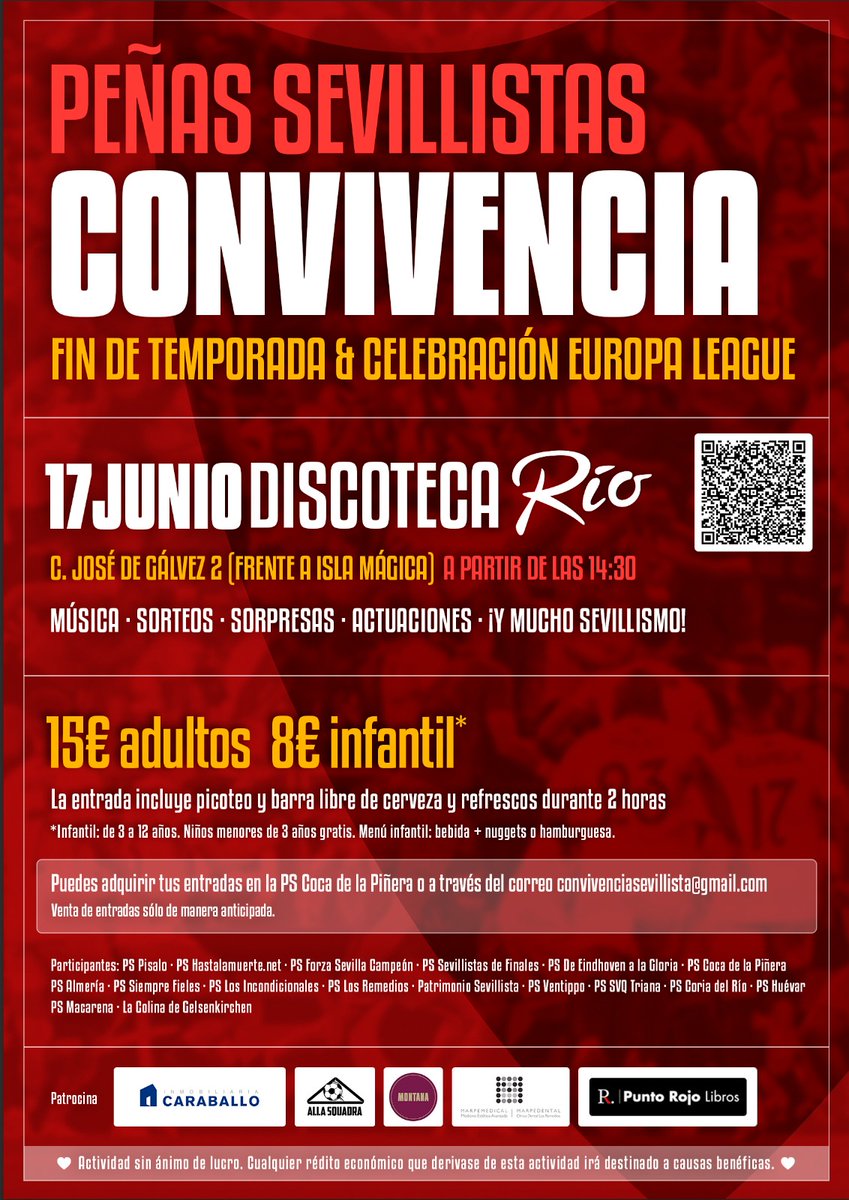 ¡<a href="/quiquemonologos/">quique de la fuente cómico</a> también nos amenizará la Convivencia en la discoteca Río! Nos llenará aún más de alegría la fiesta sevillista 🎙️🤣

Venta de entradas sólo hasta el próximo jueves en convivenciasevillista@gmail.com y en <a href="/PsCoca/">PS Coca de la Piñera</a> de la Piñera #ConvivenciaSFC #Sevillismo #Peñas