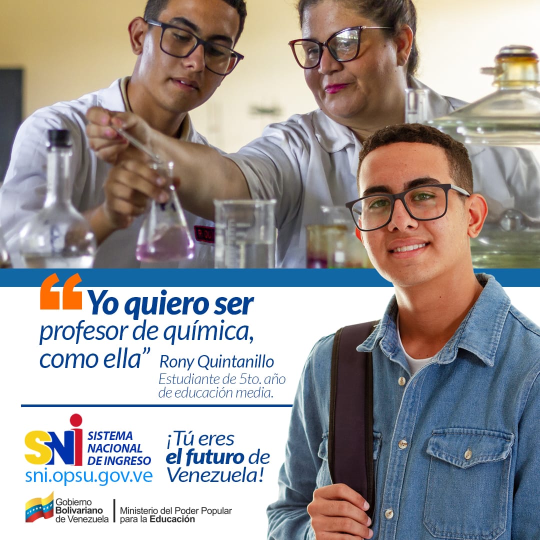 #9Jun ¿Quieres enseñar sobre las propiedades y composición de las sustancias? 

¡Descubre la universidad que ofrece esta carrera para ti!

Haz clic aquí: sni.opsu.gob.ve y cumple tus metas.

@nicolasmaduro
<a href="/_LaAvanzadora/">Yelitze Santaella</a>
#VenezuelaGaranteDeLosDDHH