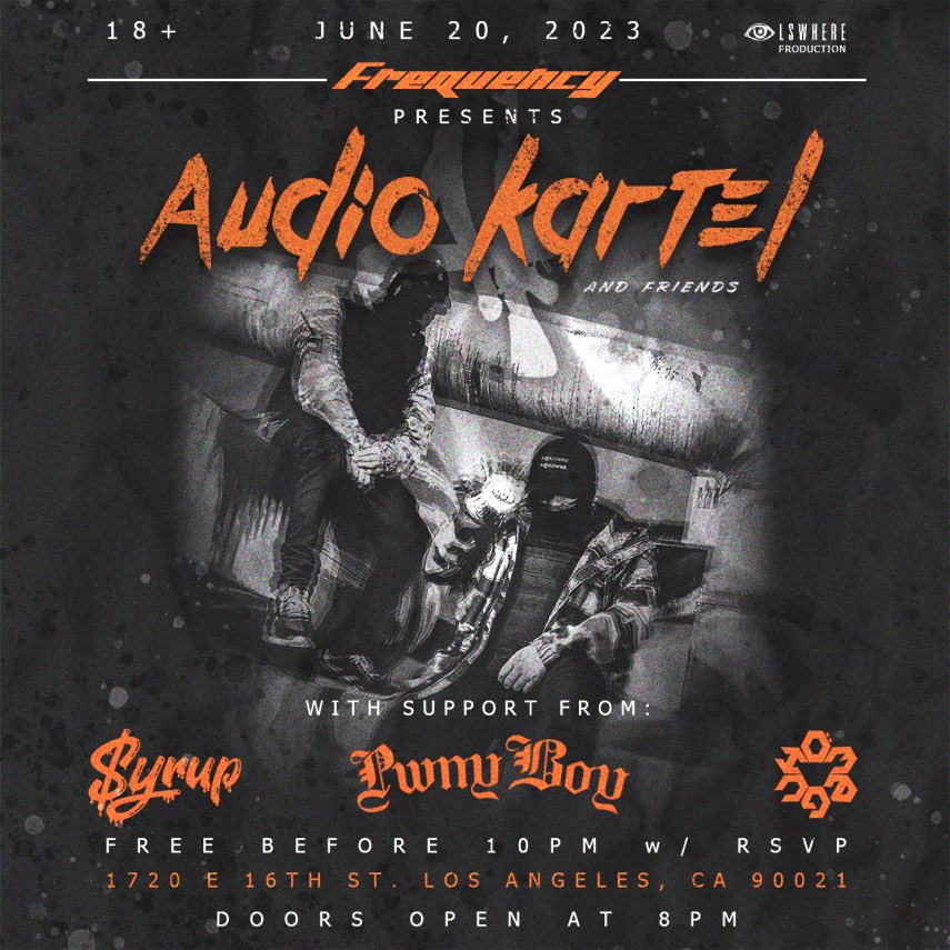 6/20 - Free Before 10p

RSVP - etix.com/ticket/p/49797…

<a href="/AudioKartelCo/">Audio Kartel</a> 
<a href="/OMEGUH/">O:Meguh</a> 
<a href="/pwnyboy_art/">PwnyBoy</a>