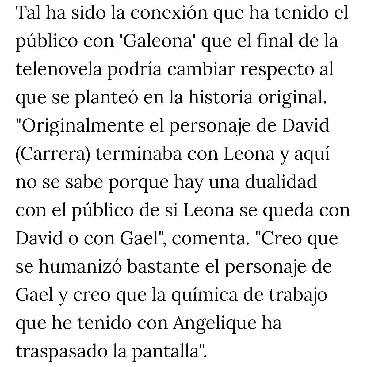 BoyerRulliChile's tweet photo. Me quedo con esto.. el público #Galeona cambió el final que tenían planteado desde el inicio donde Leona se quedaba con David. 😘

#ElAmorInvencible https://t.co/XurM5tVYhr