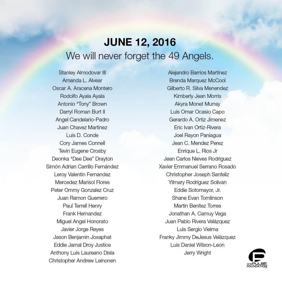 June 12, 2016 We Will Never Forget The 49 Angels #pride #LBGTQ #Pulse #Orlando 🌈 ❤️ @pulseorlando @DWNTWN_ORLANDO @TheRealCFAFLCIO @FLAFLCIO @LCLAA @CFLCLAA @equalityfl @AFLCIO