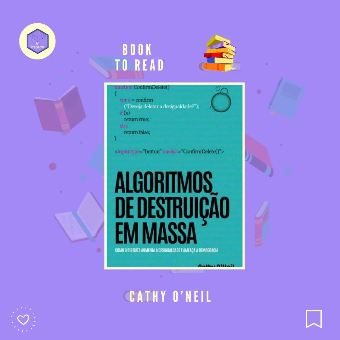 AIinclusive's tweet photo. [PORTUGUÊS]

Muito se fala sobre os vieses em algoritmos pela internet e eventos, mas você já ouviu falar sobre algum livro que aborda o tema?

Hoje, no quadro leitura algorítmica, a dica é por conta da Cathy O'Neil .

Ficou interessade? 

 #aiinclusive #Algorithms https://t.co/wXogjEN44s