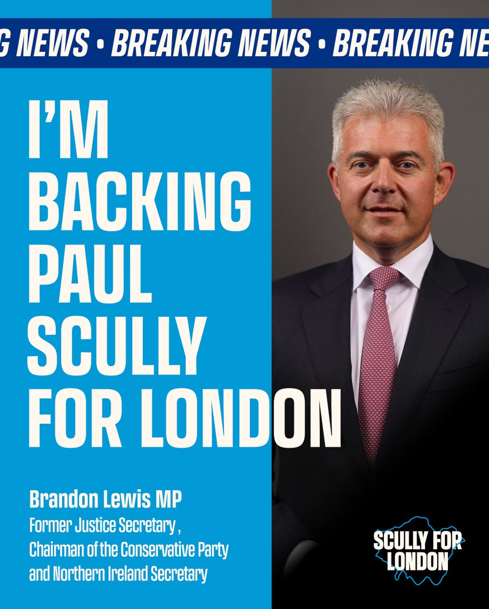 Paul Scully for London (@scully4london) on Twitter photo 🚨 BREAKING NEWS 🚨
<a href="/BrandonLewis/">Brandon Lewis</a> backs Paul Scully for London!
"Paul is a powerhouse candidate. He's mastered the art of campaigning in London and has a proven track record of winning against the odds. There's no better person to beat Labour."
scully.london 🚨 BREAKING NEWS 🚨
<a href="/BrandonLewis/">Brandon Lewis</a> backs Paul Scully for London!
"Paul is a powerhouse candidate. He's mastered the art of campaigning in London and has a proven track record of winning against the odds. There's no better person to beat Labour."
scully.london