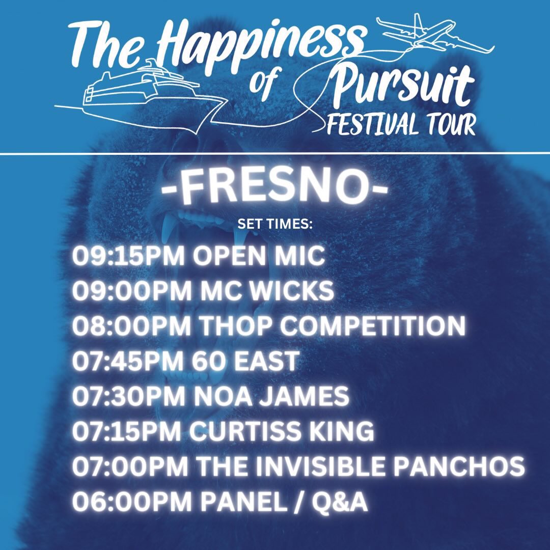 FRESNO! @thopfest tour going down 6p-10p at Bensmokin BBQ tonight! pull up early &amp; get a plate! 

Performances by 
<a href="/60east909/">60 East</a> 
<a href="/NoaJames/">Noa James</a> 
<a href="/CurtissKing/">Curtiss King 🏁🛠</a> 
<a href="/PanchosTweet/">TheInvisiblePanchos</a> 
<a href="/MC_WICKS_559/">MC Wicks</a> 

Competitors
<a href="/MinusRaw/">Raw Minus</a> 
Marso 
<a href="/wormavin/">Wormavin</a> 
<a href="/Cxrbn_/">Cxrbn</a> 

All ages, free event