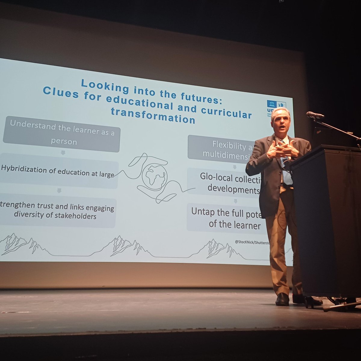 No teachers, no humanity. 📚🌍 Powerful words by <a href="/IBE_UNESCO/">UNESCO-IBE</a> Senior Specialist <a href="/OperttiRenato/">Renato Opertti</a> at <a href="/ecolint/">The Balancer</a> Universal Learning Programme Summit on Curriculum Relevance.  Let's cherish the invaluable impact they have on preserving our shared humanity. <a href="/ConradHughes0/">Conrad Hughes</a>