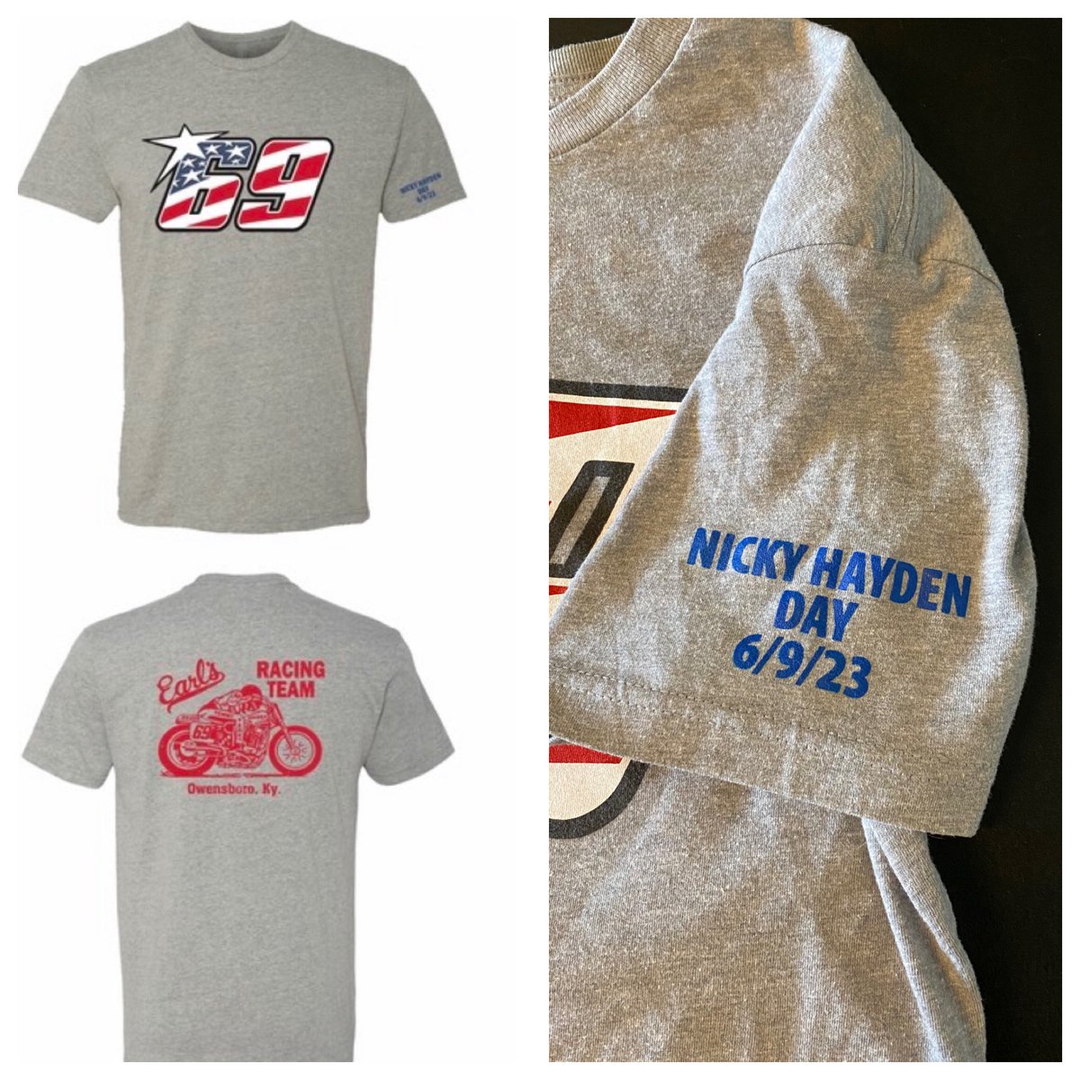 rogerhayden95's tweet photo. If you missed the nicky hayden day 6/9 event and memorial ride in owensboro but wanted to make it, we have event t-shirts up on the website. All proceeds go to his foundation. Go ahead and plan on coming next year tho 😃😃https://t.co/iH0DEA1zza https://t.co/zKlKHuX23y