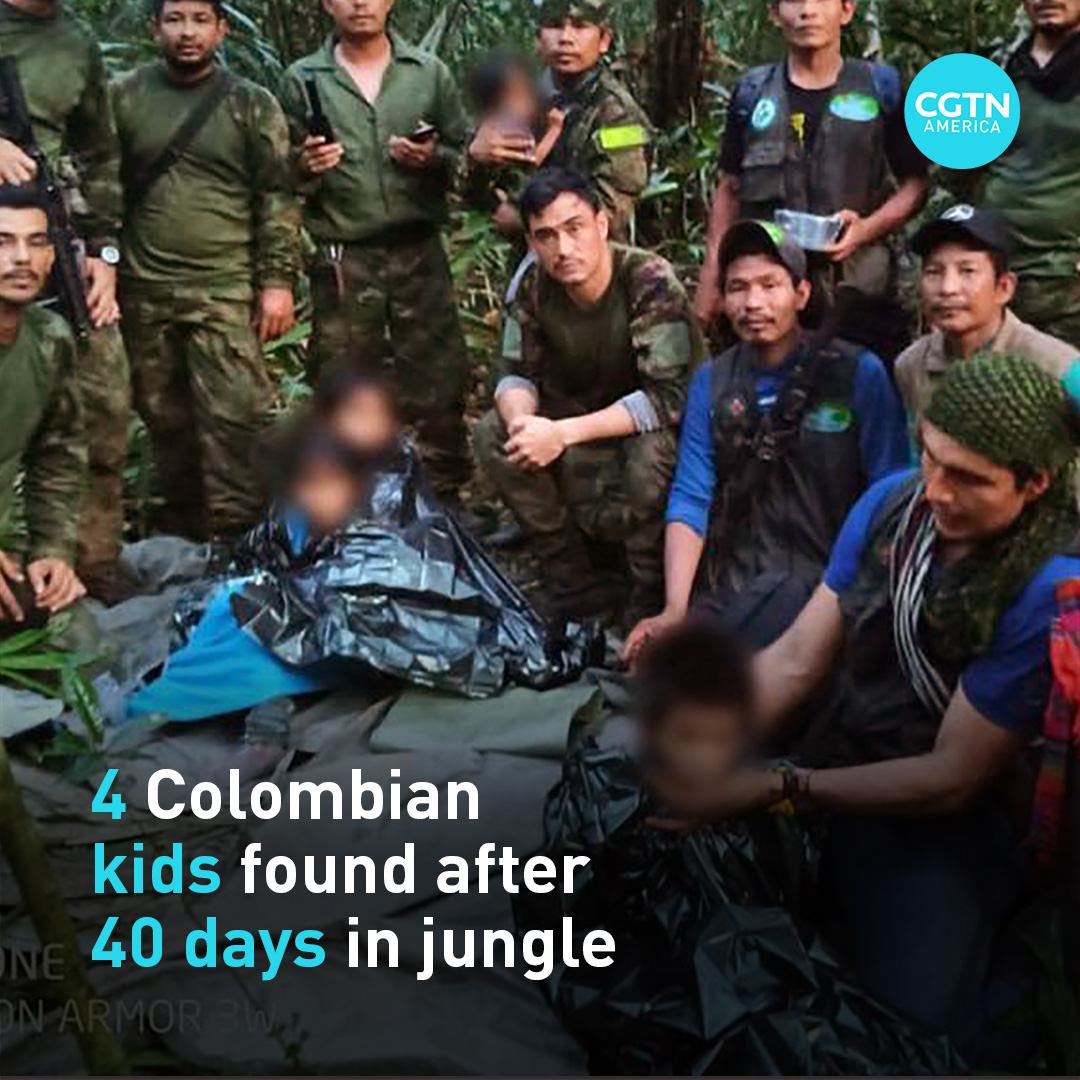 cgtnamerica's tweet photo. Four children who survived 40 days alone in the Colombian jungle after a plane crash arrived in Bogota early Saturday and were taken to the country's central military hospital.
#Colombia #ChildrenFound #MissingChildren https://t.co/Ke2hb1faDL