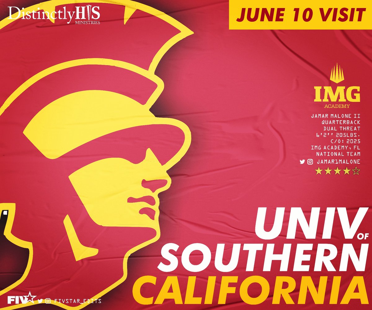 I will be visiting @uscfb on Saturday, June 10th!

#usc #uscFootball #gotrojans #trojanfootball #fighton✌️ #universityofsoutherncalifornia 
#distinctlyhiscollegetour
