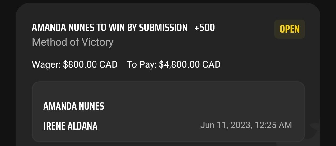 MrElectricute's tweet photo. Overall: 154-157 +70.2u
2023: 32-42 +$2,758 (+5.5u)
#UFC289:
🥊 @Amanda_Leoa 🦁 by sub +500 for $500 (1u)
🥊 #Nunes + #Maverick -124 to win $500 (1u)
#SGPs
-105 to win $1000
🥊Ige 15+ SS rnd 1
🥊 landwehr 20+ SS rnd 1
+150 for $250
🥊 dariush TD rnd 1 + most TD https://t.co/Ja0TjdmisU