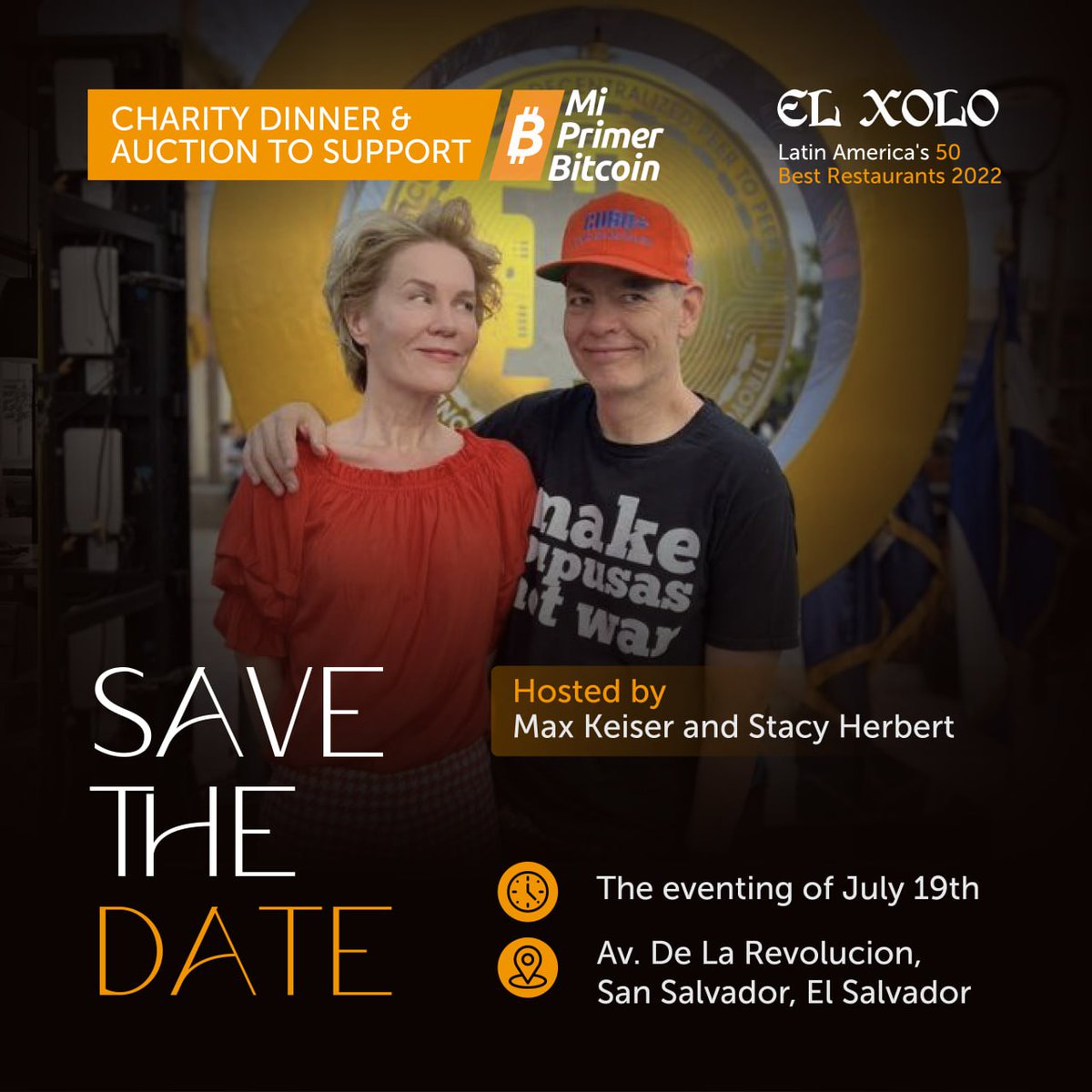 Save the date! Book your flights! And come support #Bitcoin education in El Salvador at the nation's top restaurant

We are VERY excited to announce @maxkeiser & @stacyherbert will be hosting

#ElSalvadorIsWinning