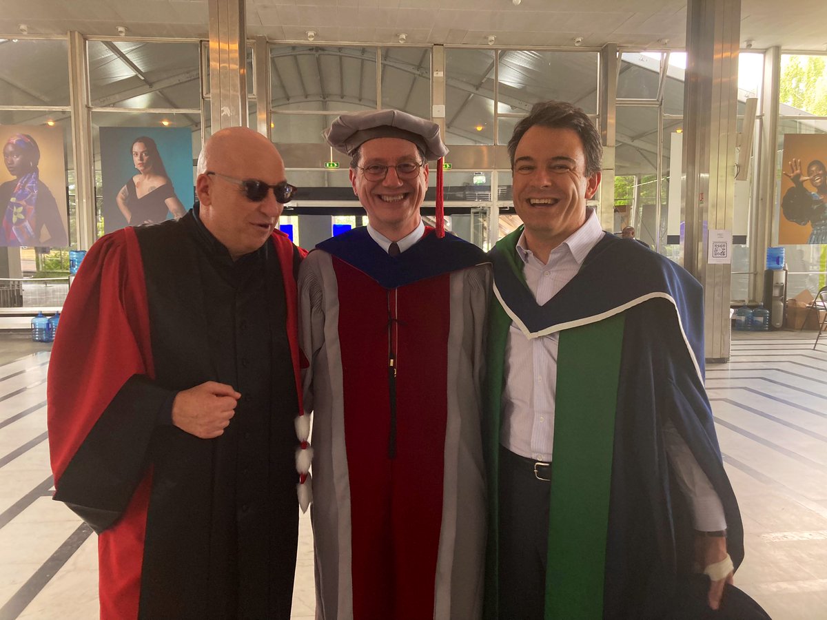 HECKnowledge's tweet photo. “The highlights of last year? The passion for learning and ‘joie de vivre’ of our students. Congratulations to them, we are very happy for them during this #HECgrad23,” #HECprofs Guido Gianasso (#leadership), Ioanid Rosu (#finance) and Gonçalo Pacheco De Almeida (#strategy) https://t.co/N5899npDJ6