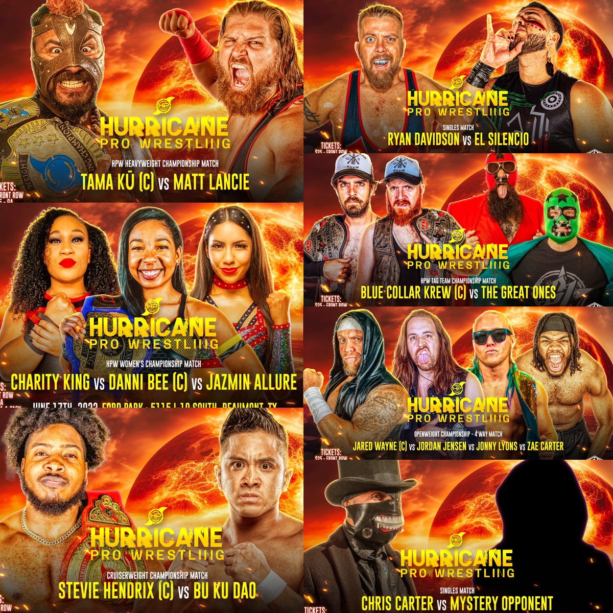 Hurricanepro1's tweet photo. NEXT SATURDAY, JUNE 17

@FordPark, 7p
🎟️Ticketmaster/FP Box Office
💻@TitleMatchWN 

@savagetamaku @dannibeeokc @STEVIEHENDRIX97 @CSyndel @RDBEAR57 @charityking_ @TheGreatOnesTX @ChrisCarterProW @BuKuDaoOrDie @OutlawLancie @JensenJo8 @ElSilencioLucha @ZaeC409 https://t.co/0piFroGQuw