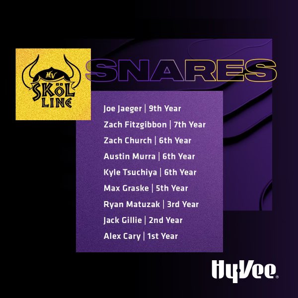 **Drum Roll Please** Introducing your 2023 Minnesota Vikings Skol Line! #Skol #Vikings #Skolline #NflDrumlines #Congrats #drumline #snare #bass #drummerlife