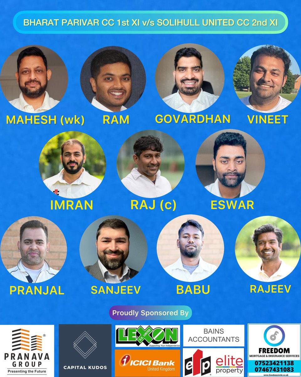Solihullunitedcc (@solihull_united) on Twitter photo Solihull United is playing both away games this Sunday, 1s playing against <a href="/WeoleyHillCC/">Weoley Hill Cricket Club</a> & 2s against <a href="/BharatParivarCC/">BPCC - Bharat Parivar Cricket Club</a> , wishing great game for both teams, stay safe and keep hydrated.
#wearesolihullunited Solihull United is playing both away games this Sunday, 1s playing against <a href="/WeoleyHillCC/">Weoley Hill Cricket Club</a> & 2s against <a href="/BharatParivarCC/">BPCC - Bharat Parivar Cricket Club</a> , wishing great game for both teams, stay safe and keep hydrated.
#wearesolihullunited