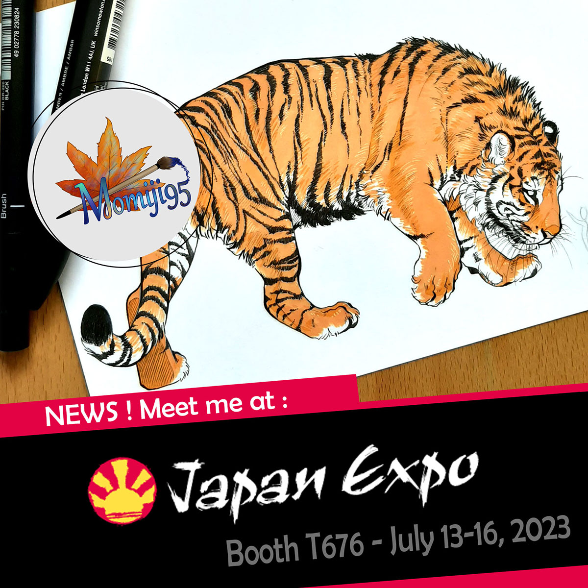 Momiji95's tweet photo. Sorry for the lack of art, guys, but good news! Meet me at Japan Expo in Paris on July 13-16 !
Hopefully I get to sell my season tigers stickers for the first time there!

#japanexpo #japanexpo2023 #tiger #tigerart #feline #felineart #bigcat #bigcatart #animalartist #momiji95 https://t.co/dAKH1frTFo