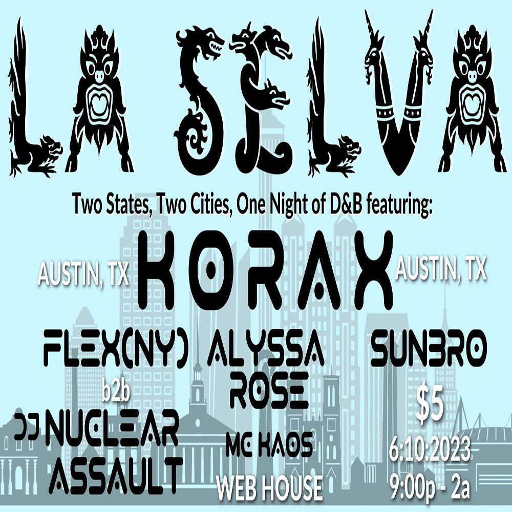 Web_House's tweet image. SATURDAY, JUNE 10TH - 9PM-2AM @ WEB HOUSE
La Selva D&amp;amp;B &amp;amp; an amazing DJ line-up

21+ Event

Delicious eats and drinks from 4pm-2am.

Web House Café &amp;amp; Bar | 320 Blanco Rd. SATX 78212
PH: 210-531-0100 | webhousecafe.com