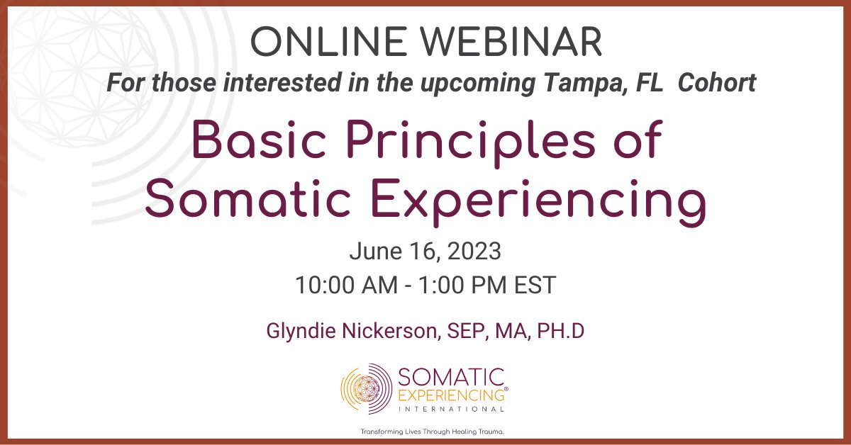 Register here traumahealing.org/TampaBasics 

#somaticexperiencing #therapists #somatichealing #traumaeducation #traumahealing #healingtrauma #nervoussystem #mentalhealth #neurobiology  #psychology #psychiatry #mentalhealthprofessional #workshop #introduction #tampa #florida