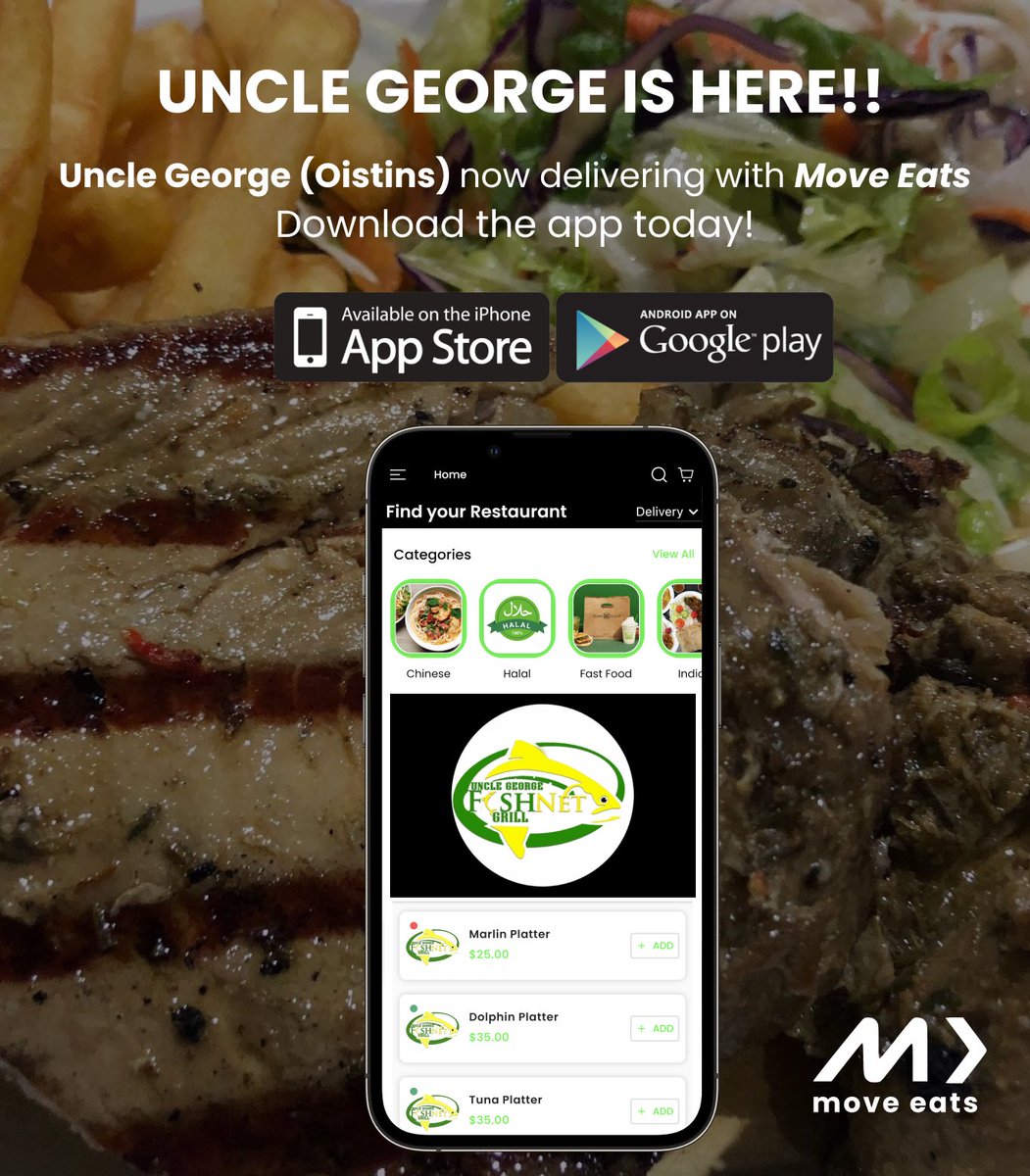 moveeats's tweet image. Uncle George Fish Net is here!! 
Order online to skip the line in Oistins.