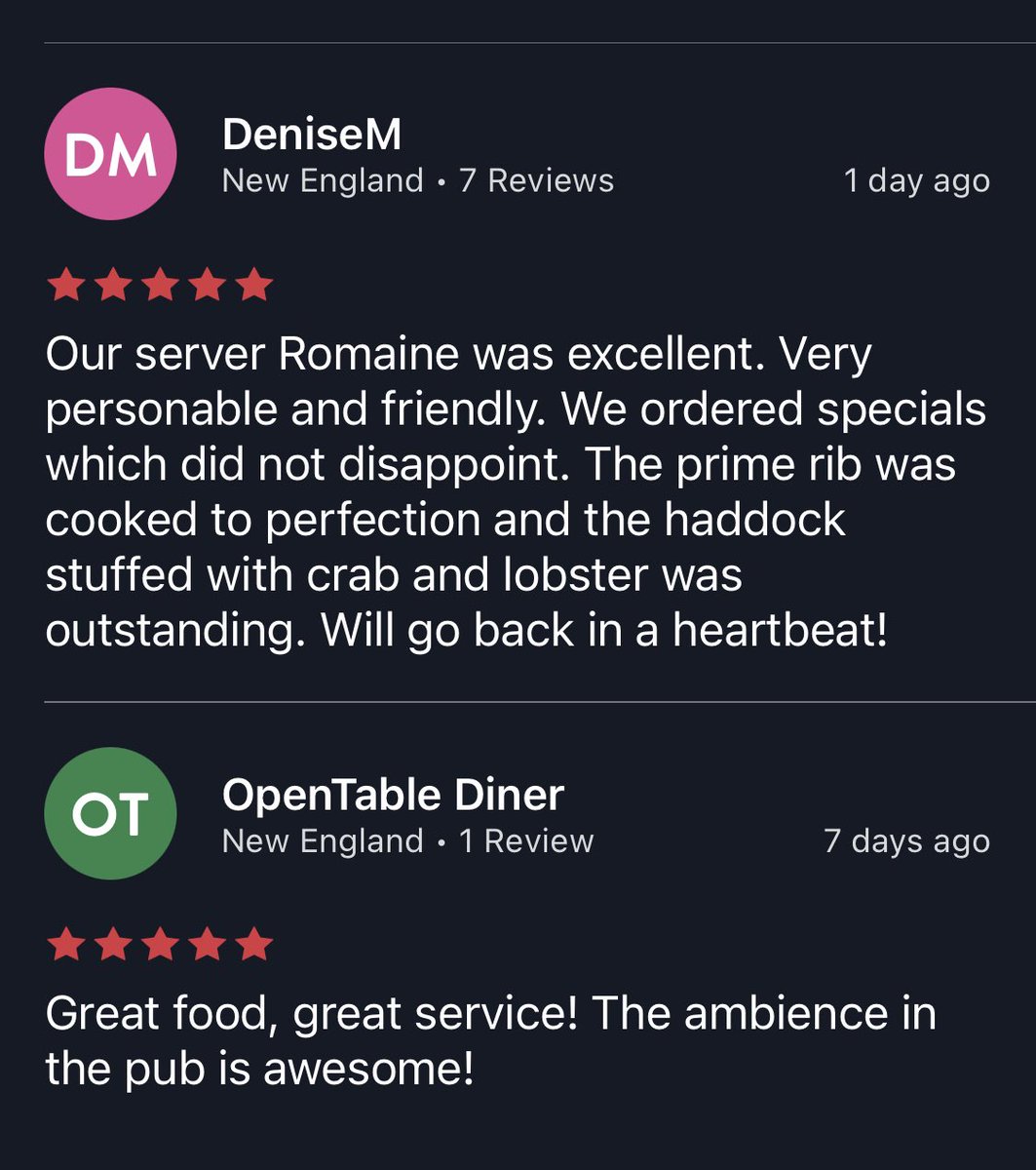 3ChimneysInn's tweet photo. We love hearing from happy guests 👨‍🍳 Did you know you can reserve with us through @OpenTable? We have a few tables available tonight… Join us!

#NH #DurhamNH #nheats #eatlocalnh #opentable https://t.co/HTJJ2mn9nr