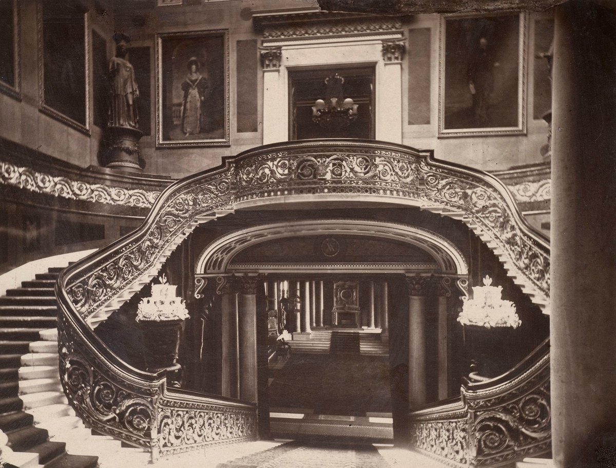 Grand Staircase, Buckingham Palace. Photographed in 1873. Royal Collection.