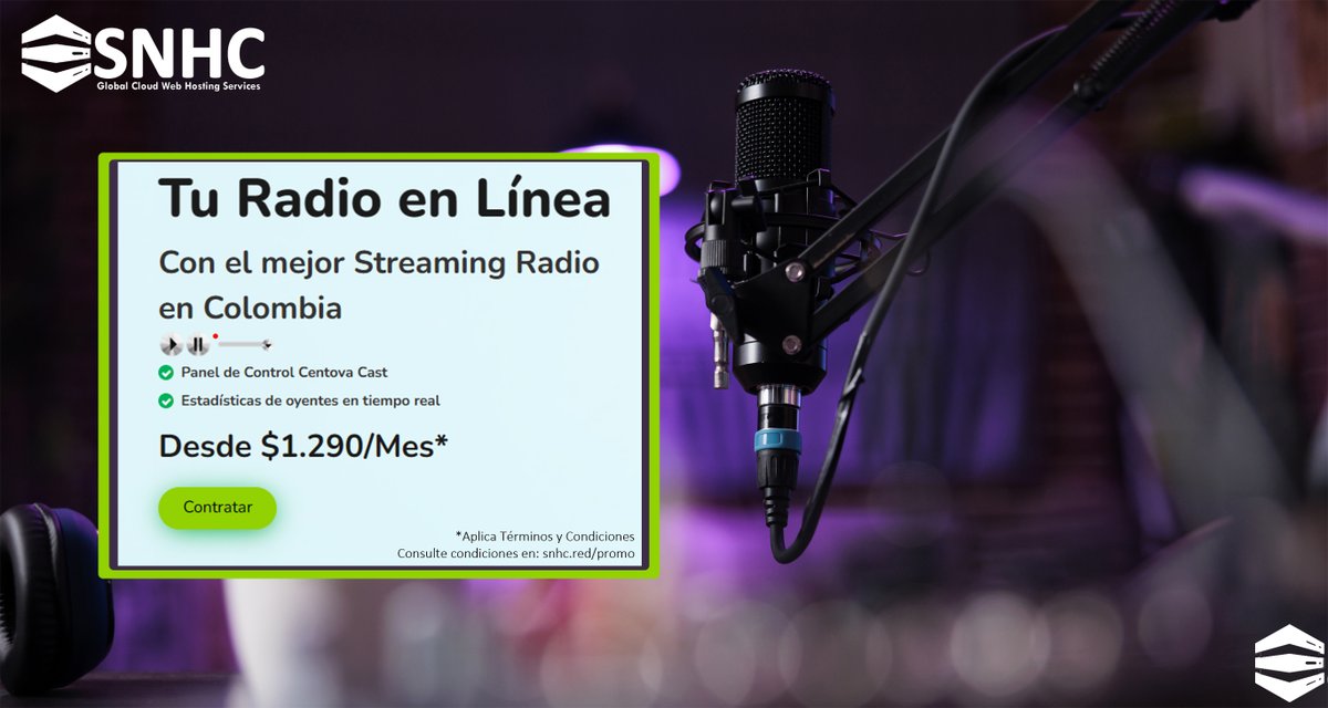SmartNetHosting's tweet image. En Junio lanzamos una oferta de #Streaming sin precedentes, por tiempo limitado, el momento de iniciar ese proyecto de tú #RadioenLínea, ¡es ahora!
¡No hay excusa para no tener tu #Radioenlínea!
Desde solo: $1.290/Mes* Contrata en: snhc.link/streaming #StreamingRadio
