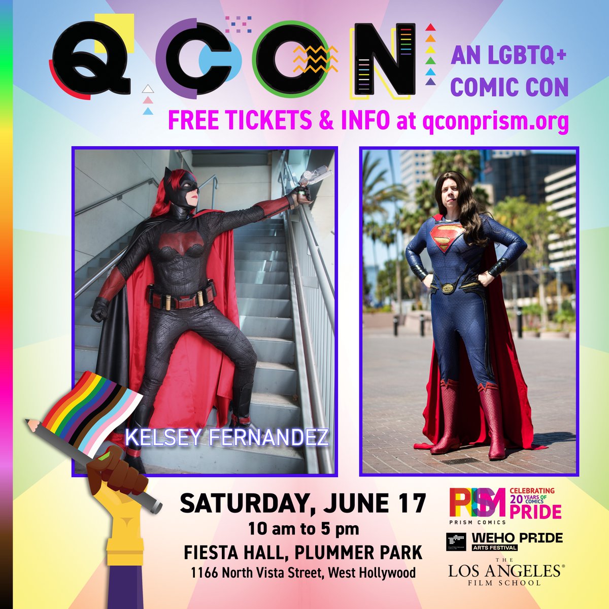 prismcomics's tweet photo. Meet #cosplayer Kelsey Fernandez at @QConPrism Saturday June 17 at #PlummerPark in @WestHollywood! #CosplayContest! #FreeAdmission! #lgbtqcomics! @wehopride @wehoarts! https://t.co/qTbsvC7kIq