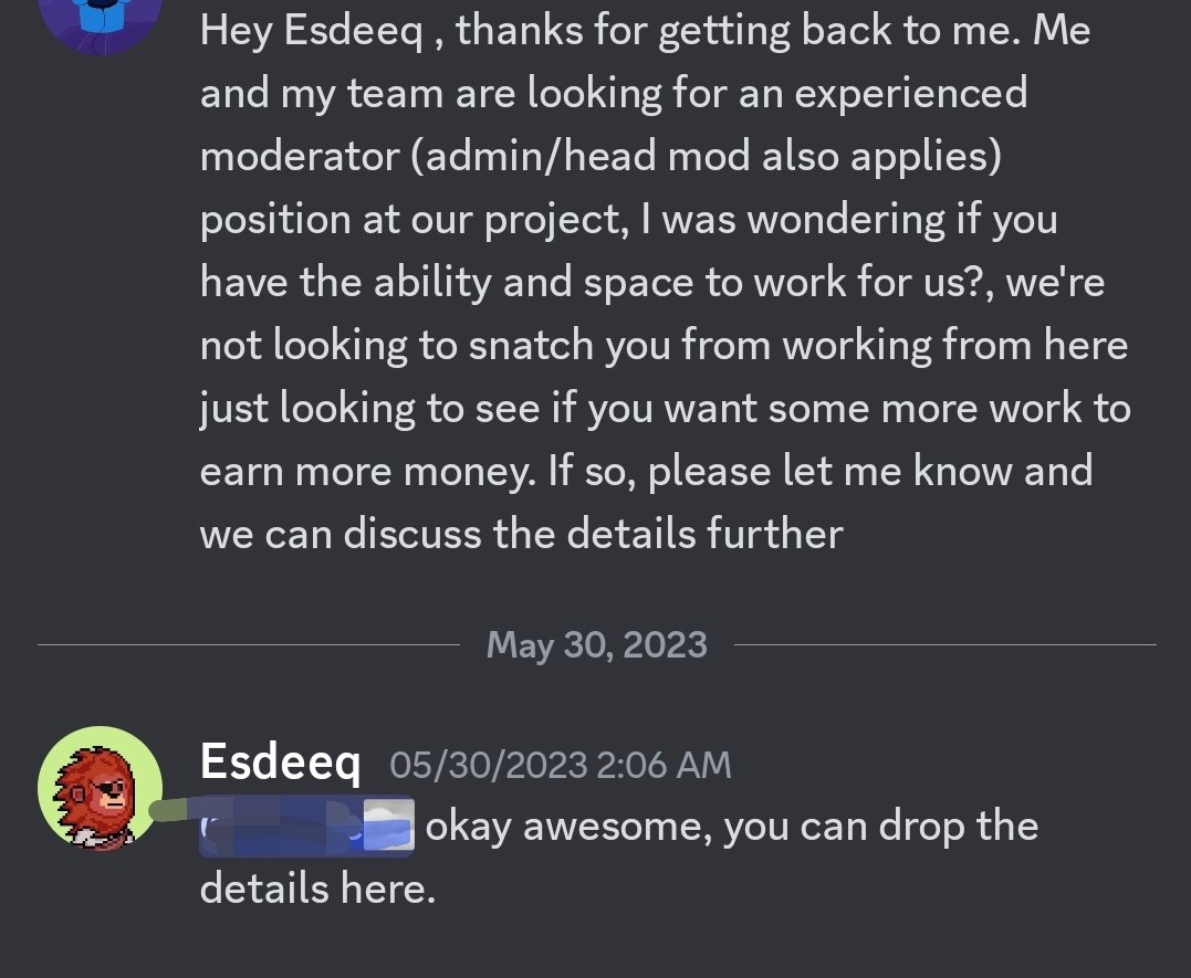 sadiq_u_know's tweet photo. ⚠️The issue of hacking Discord accounts, specifically targeting community managers, moderators, and other members, is a significant concern. There's a common method used by these hackers to exploit individuals. Initially, they entice their targets with attractive offers, such as https://t.co/s7Zot7ESUI