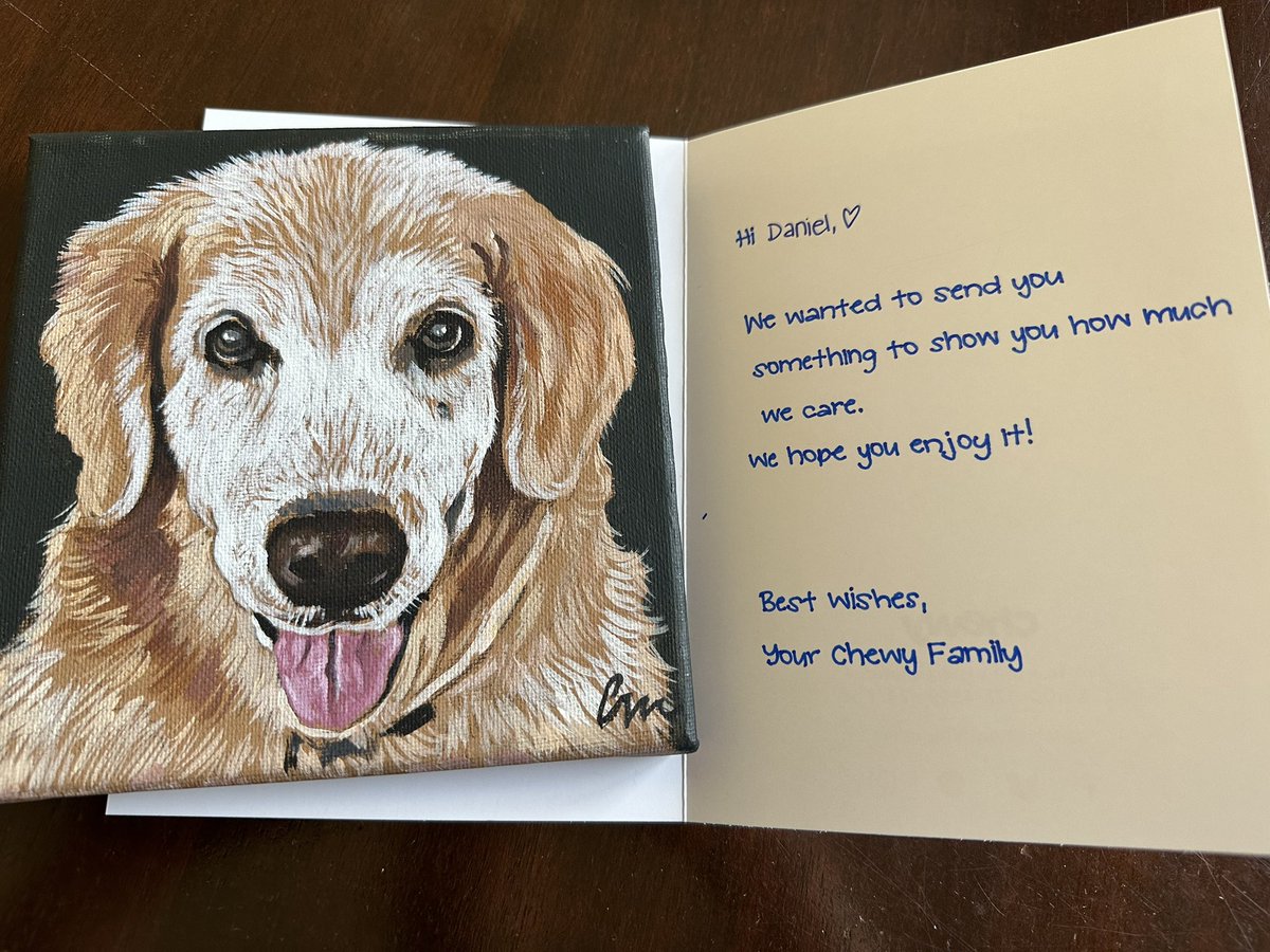 This showed up in the mail today from Chewy. I can’t believe a company would take the time to send a hand-written note and paint a beautiful canvas portrait of our dog…just because! <a href="/chewy/">Chewy</a> is the BEST (this is not an ad but a huge recommendation for a GREAT company). Thank you!